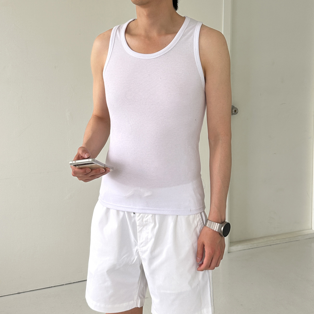 남자나시티 레이어드 이너 머슬핏 남자민소매 이미지 3