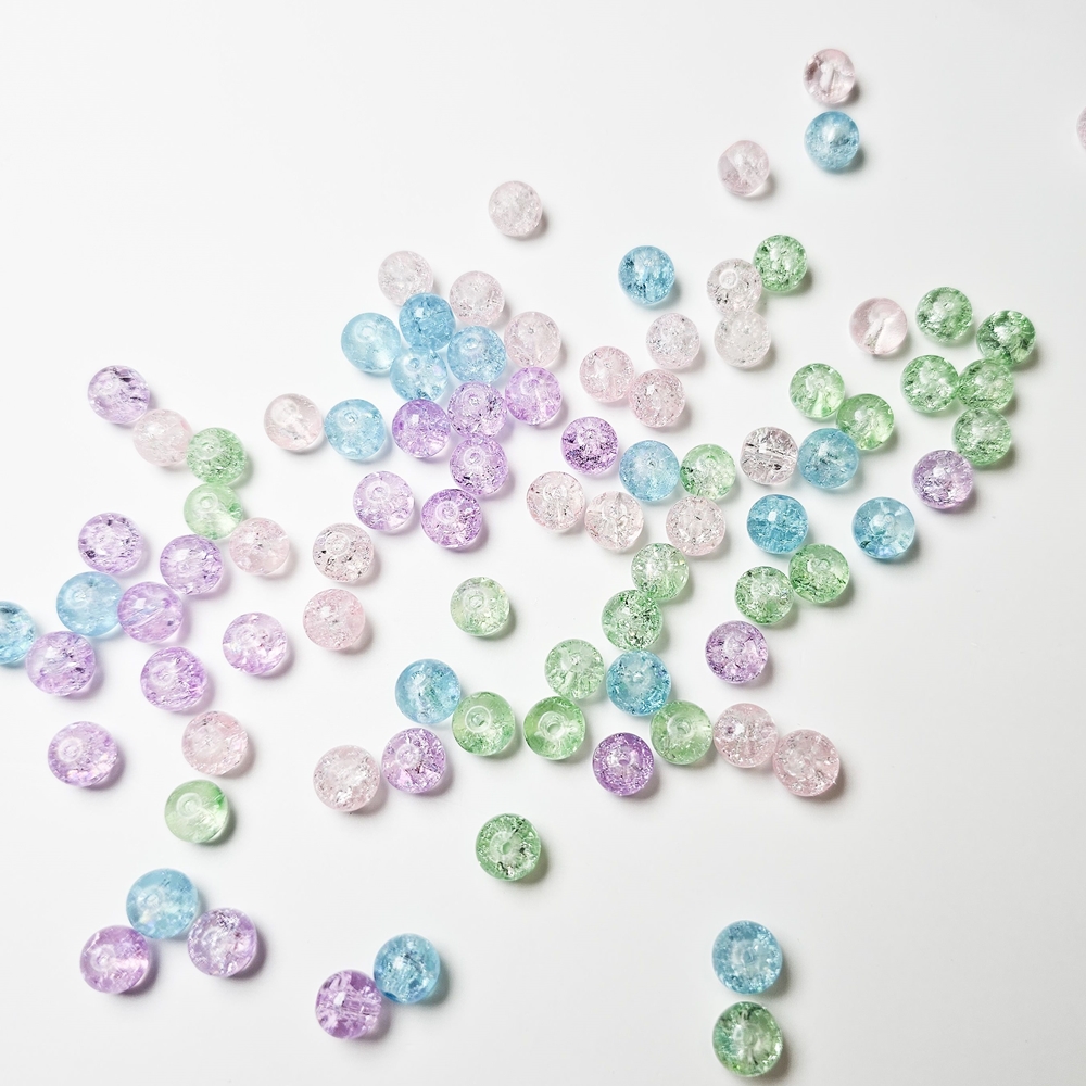 유색 크랙 구슬 6mm 8mm 비즈공예 키링 열쇠고리 팔찌 슬라임 만들기