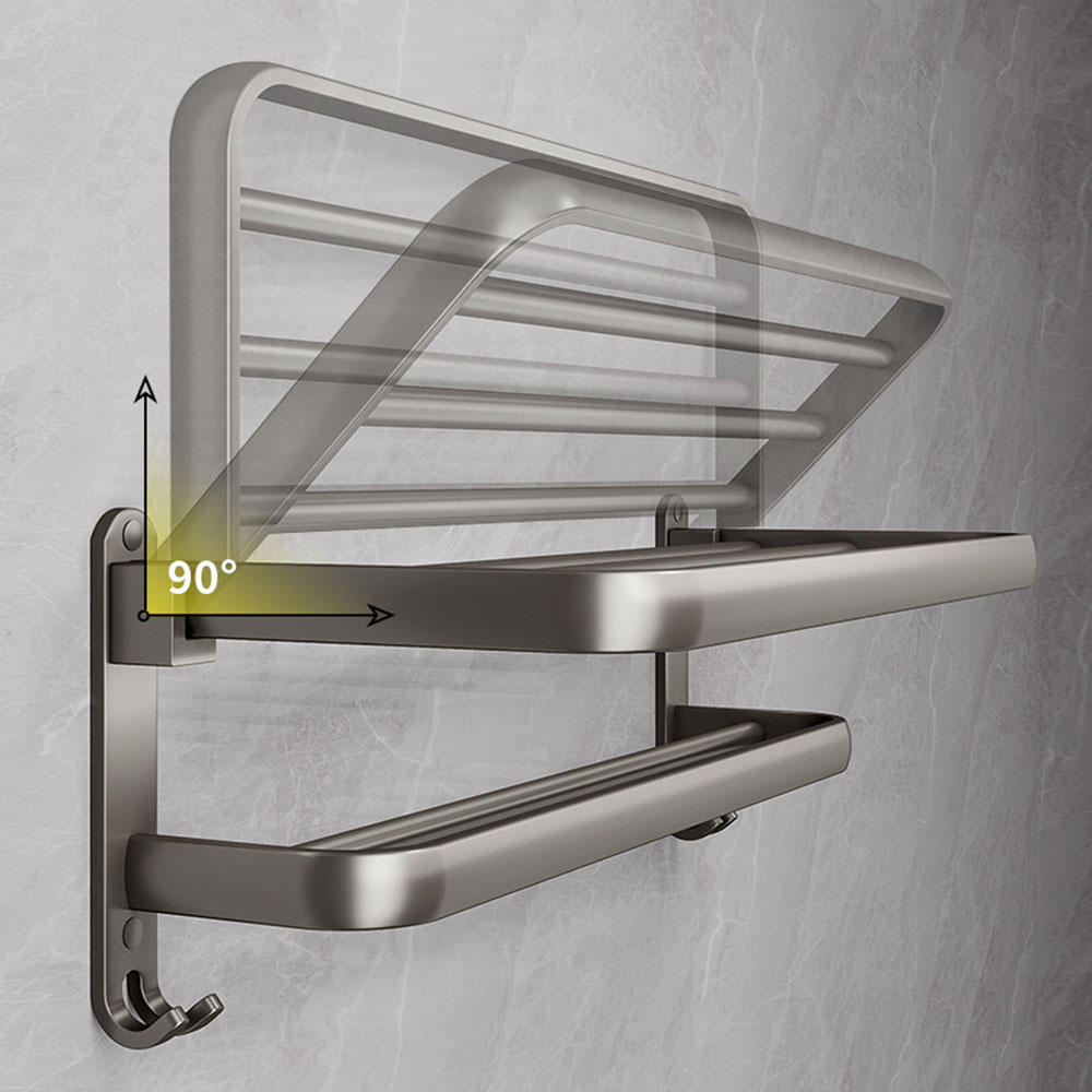 [단독] 은회색 무타공 욕실 수건걸이 선반 47cm 화장실 타올걸이