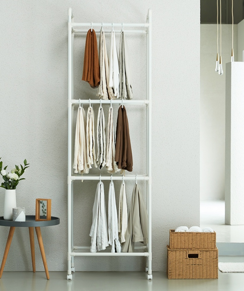 시스템행거 이케아 행거 스탠드 옷걸이 철제 조립 물리그 블랙 2단