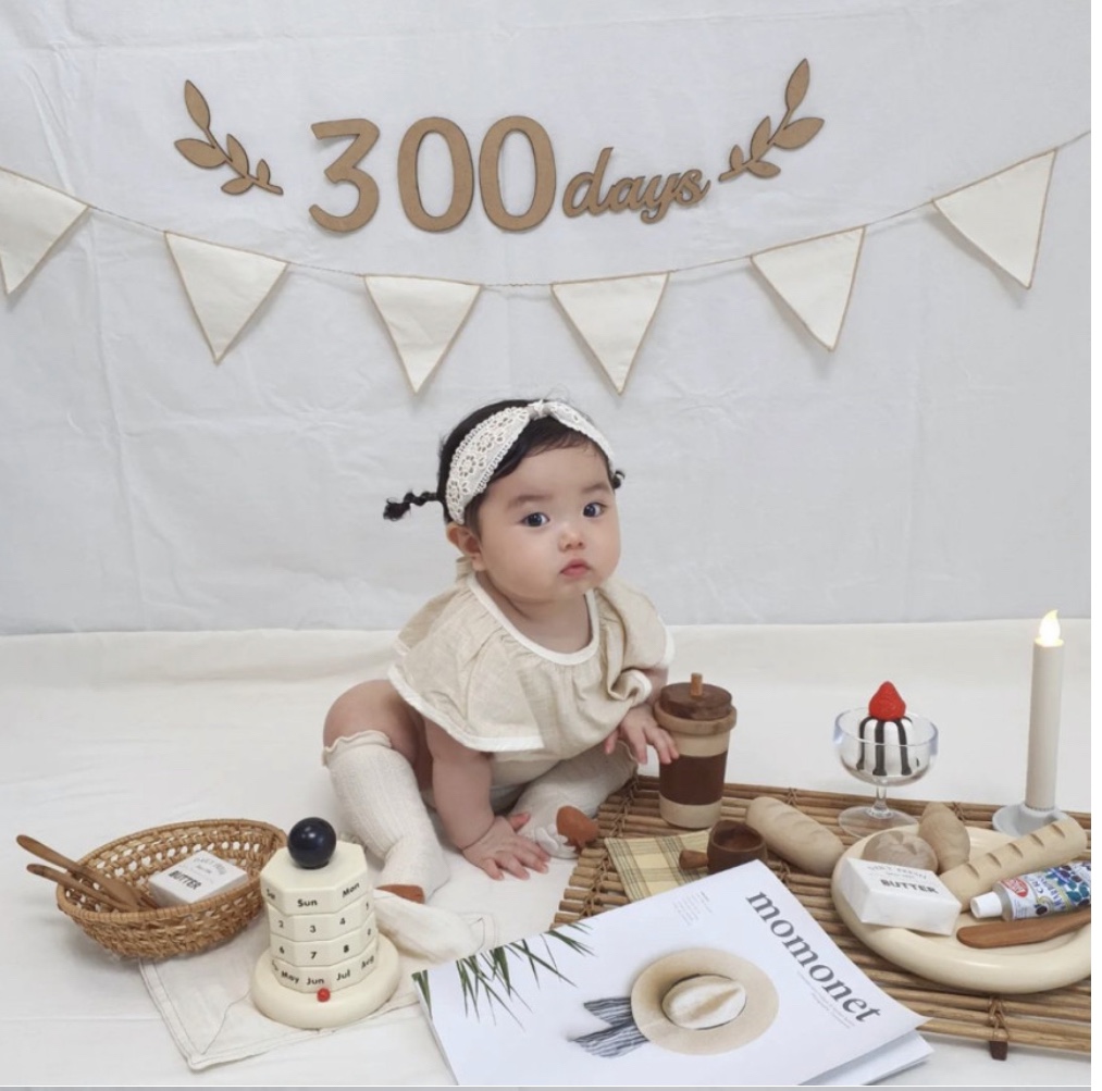 (소품대여/ 툴리툴리) 우드브런치 아기 200일 300일 400일 500일 셀프촬영 애플비 - 상세 이미지 4