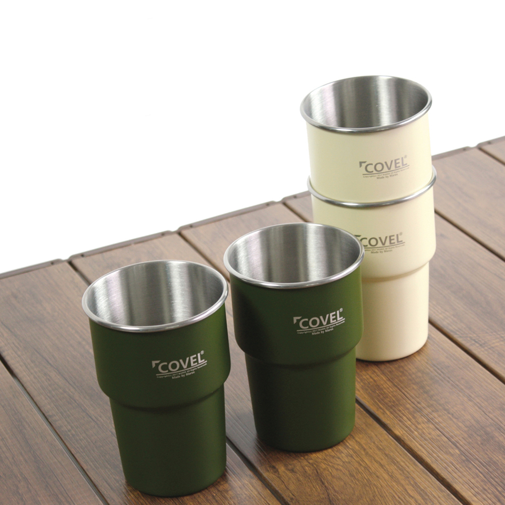 마렉스 COVEL 캠핑 맥주컵 2pcs 세트 304스텐 600ml 커플컵 보관파우치포함 - 상품 이미지