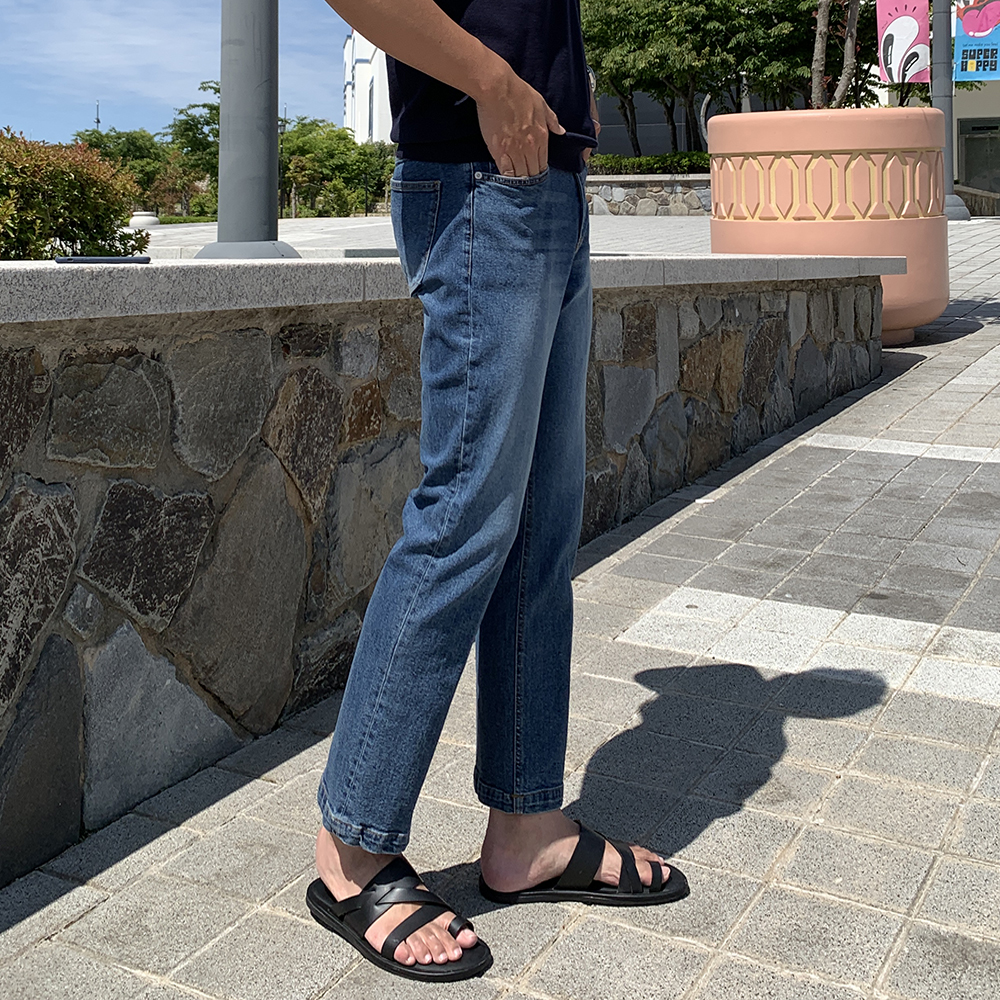 남자일자청바지 스판연청바지 데님팬츠 C259 - 상세 이미지 5