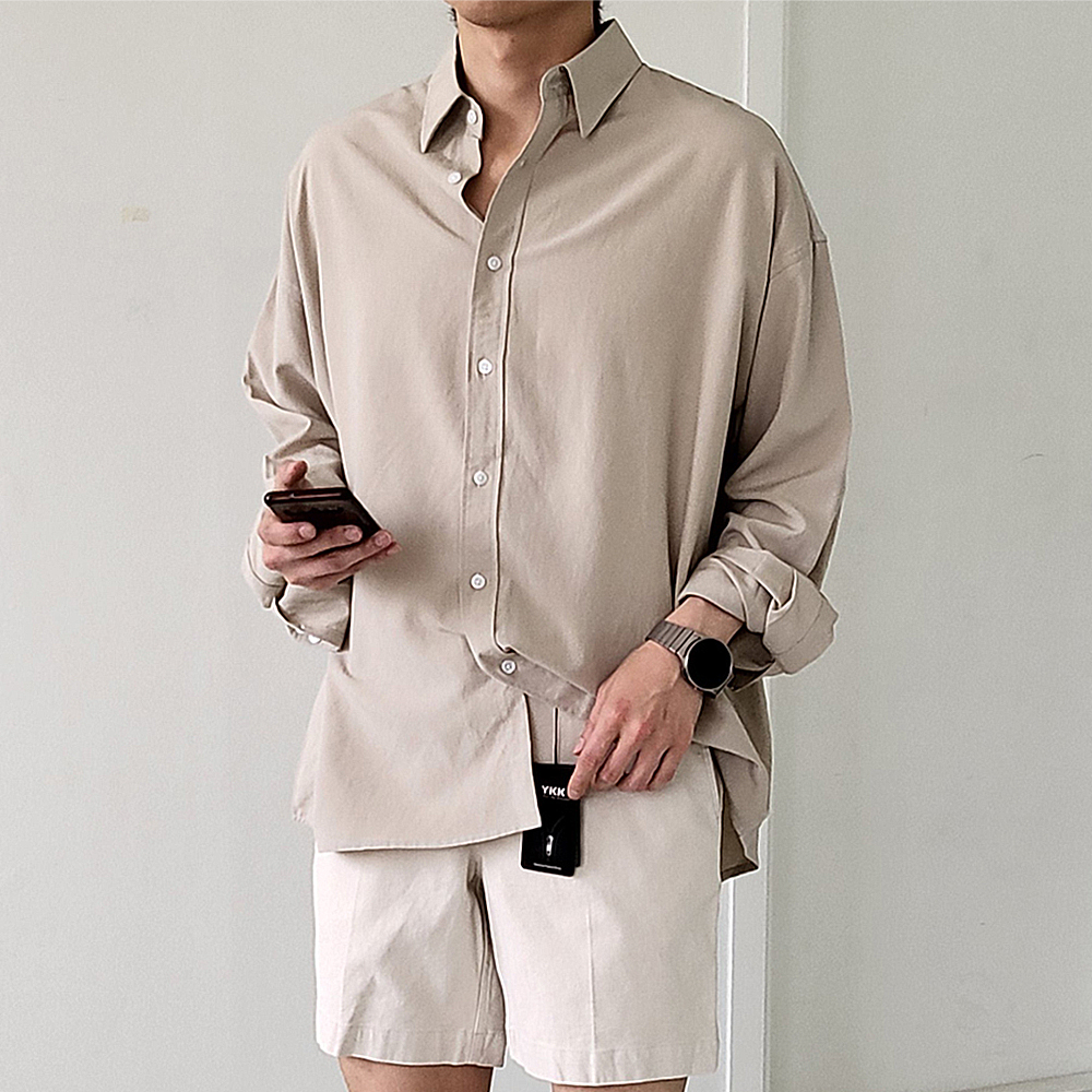 남자 린넨 셔츠 오버핏 여름 남방 남자셔츠 - 상세 이미지 2