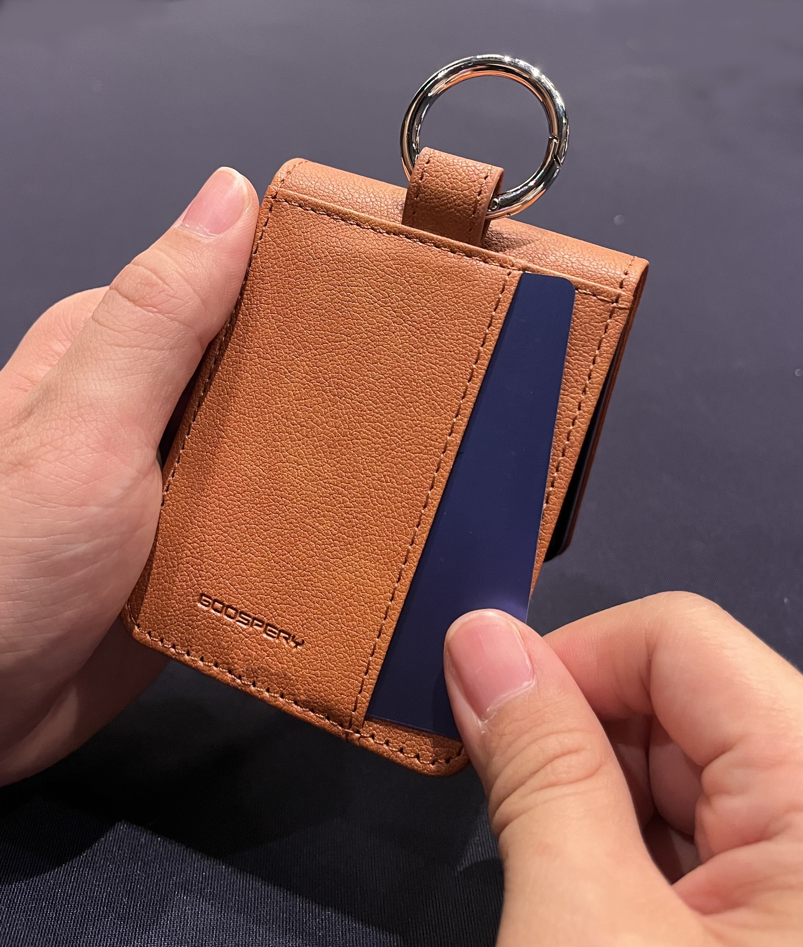 지플립 카드 케이스 고리 힌지보호 가죽 지갑 링 라이트브라운, 갤럭시Z 플립5