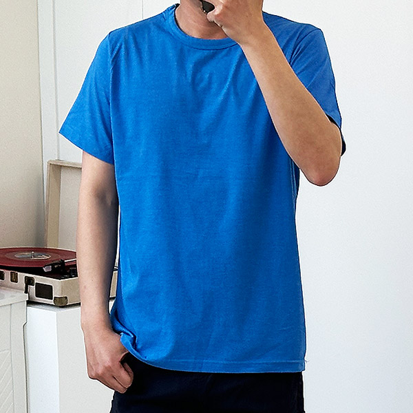 남자 무지반팔티 라운드 남성 빅사이즈