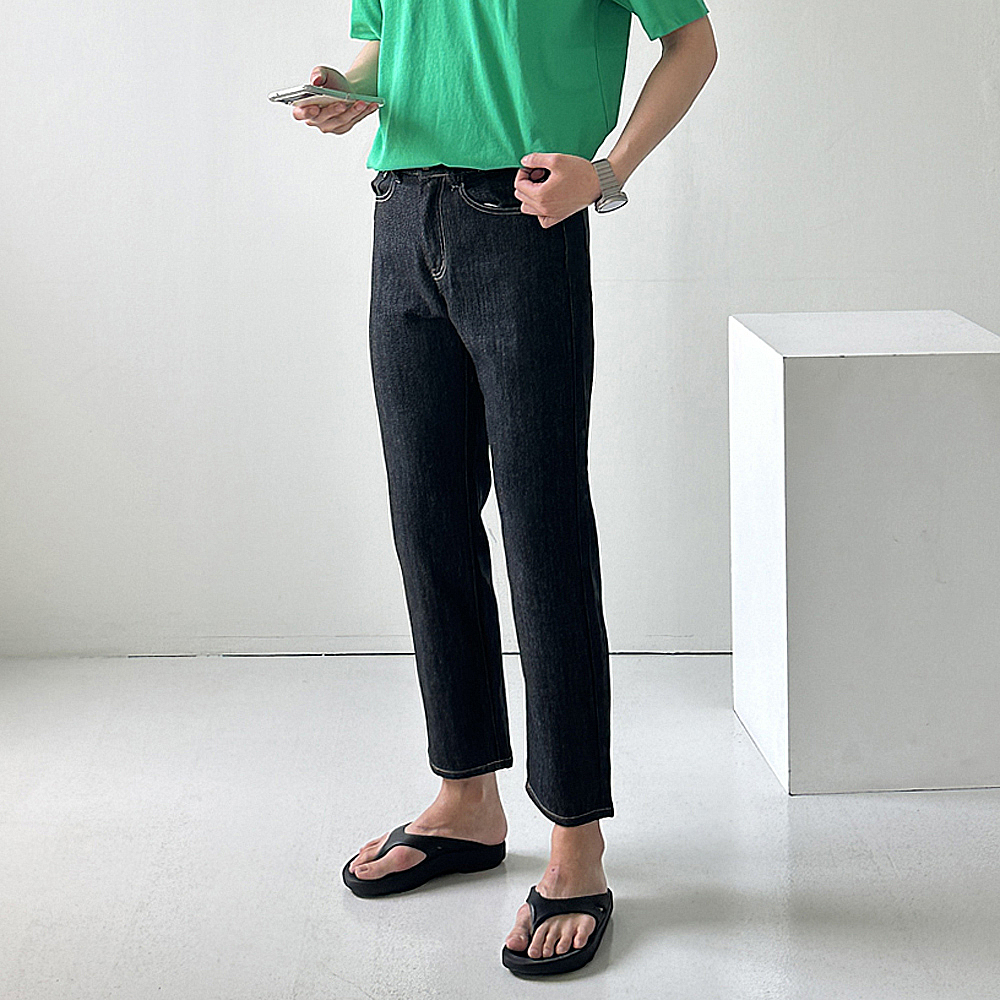 남자청바지 레귤러핏 블랙 청바지 남자생지데님