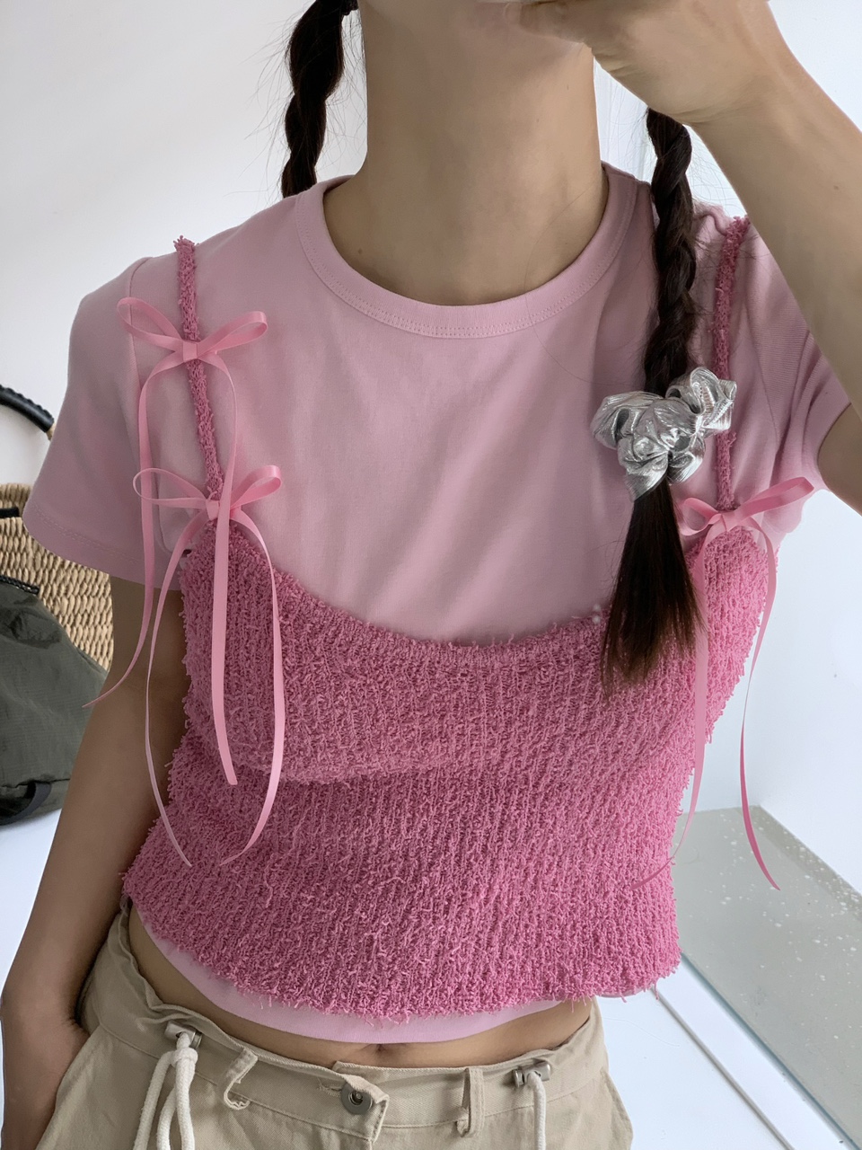 *국내생산/핸드메이드* 롱롱 3개 1쌍 미니 새틴 리본 머리 집게핀 포인트 헤어핀 키치 소녀 상세 이미지 32