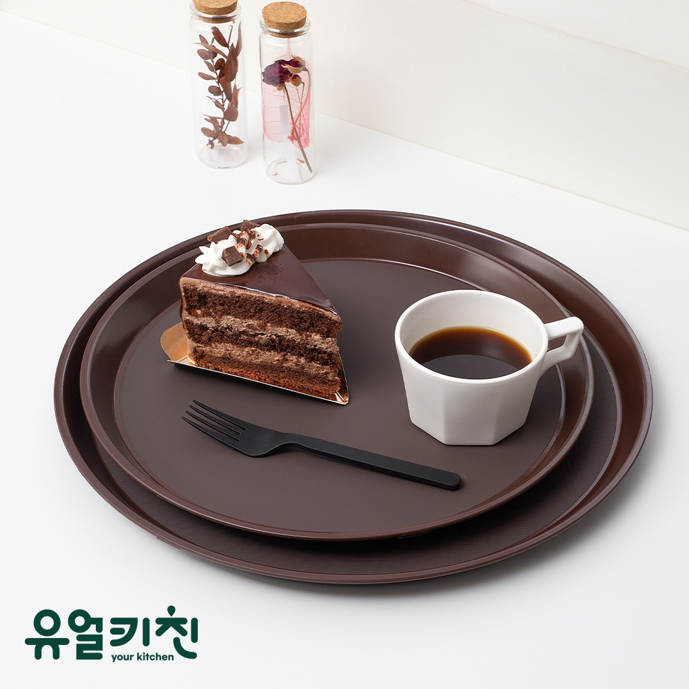 논슬립 원형 쟁반 카페 트레이 업소용 소 블랙 - 상세 이미지 4
