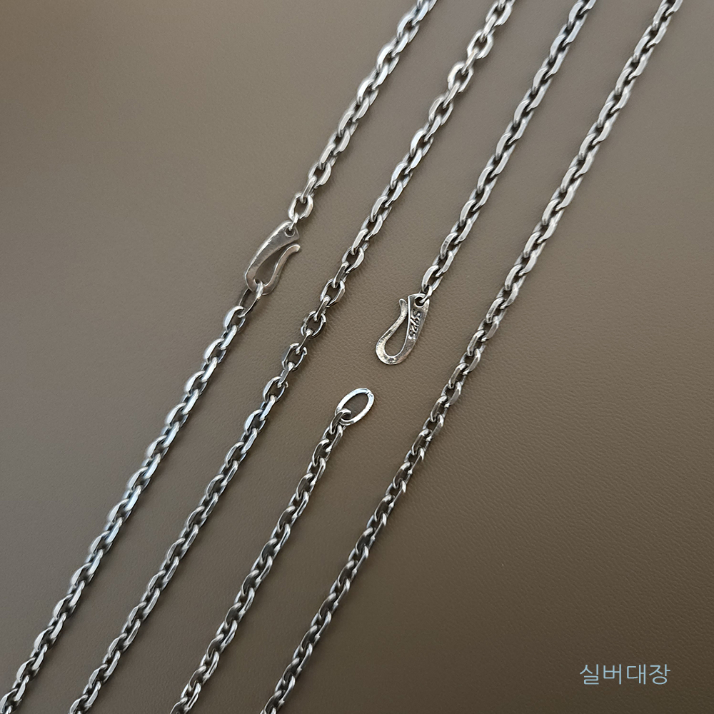 4mm 실버 925 목걸이줄 은 패션 체인 데일리 커플 남자 여자 앤티크 빈티지 목걸이 - 상세 이미지 2