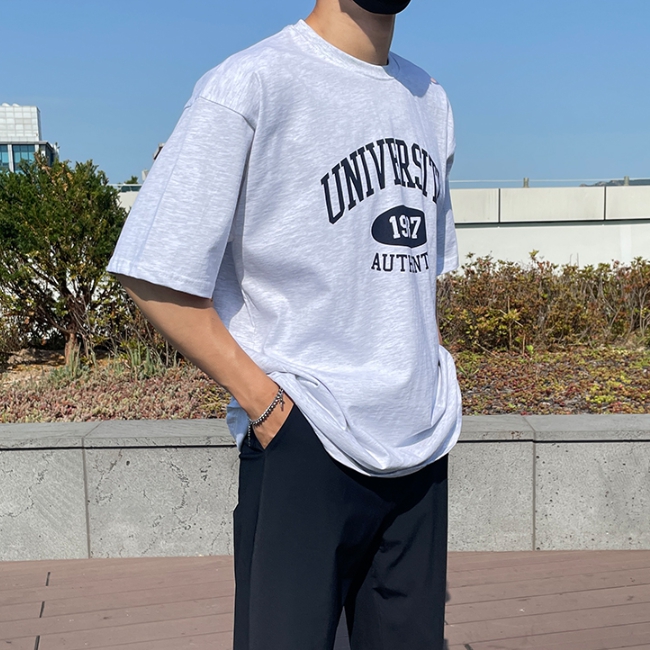 1+1 남자 벨리사 여름 오버핏 레터링 반팔티 90-105 - 상세 이미지 4