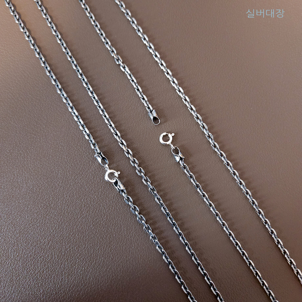 3mm 실버 925 빈티지 남성 여성 커플 데일리 체인 올실버 유화 목걸이 - 상세 이미지 3