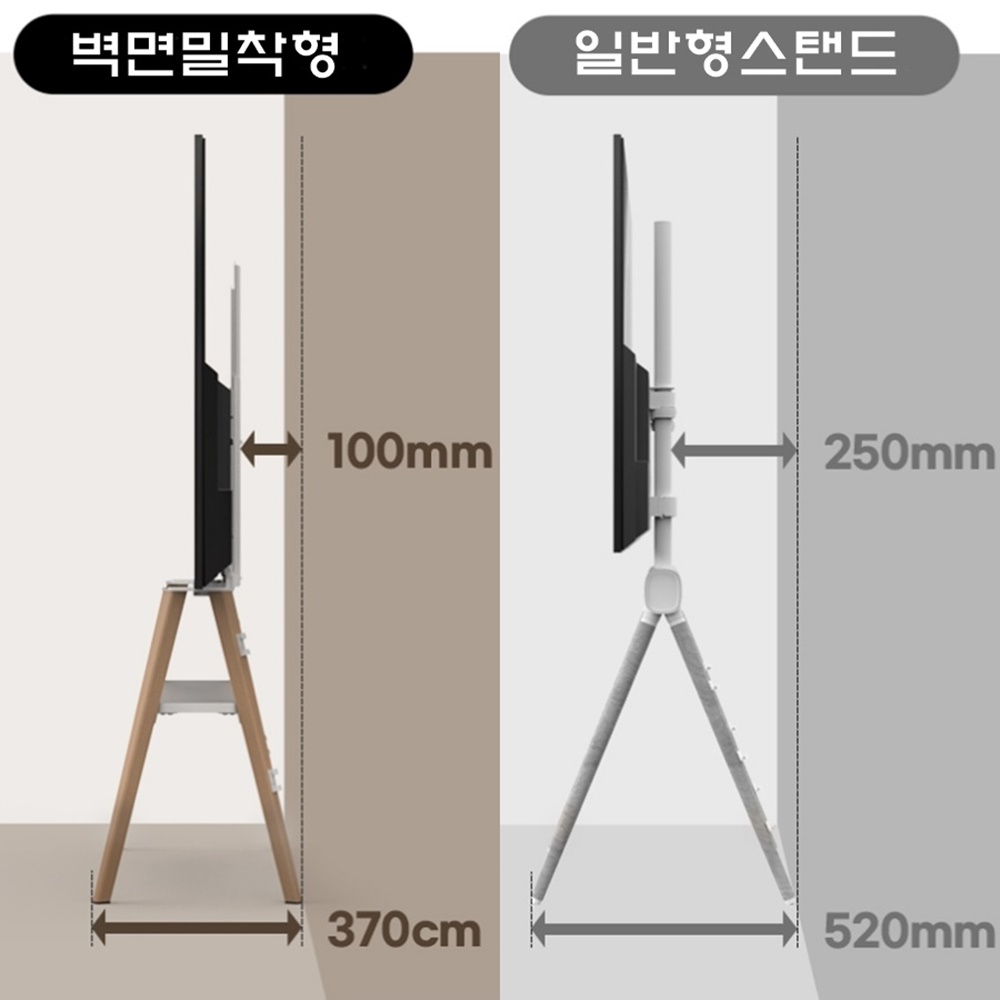 이젤형 TV 스탠드 삼성 LG호환 대형 벽면밀착형 티비다리 177cm(70인치) 이미지 7