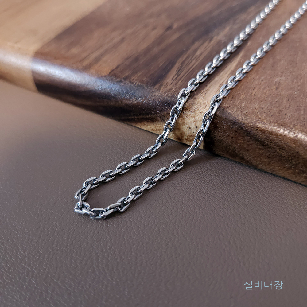3mm 실버 925 빈티지 남성 여성 커플 데일리 체인 올실버 유화 목걸이 - 상세 이미지 2