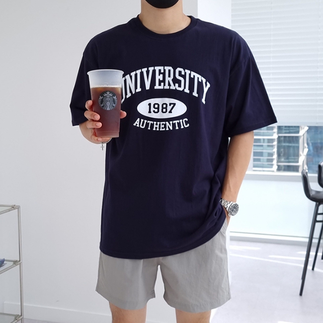1+1 남자 벨리사 여름 오버핏 레터링 반팔티 90-105 - 상세 이미지 2