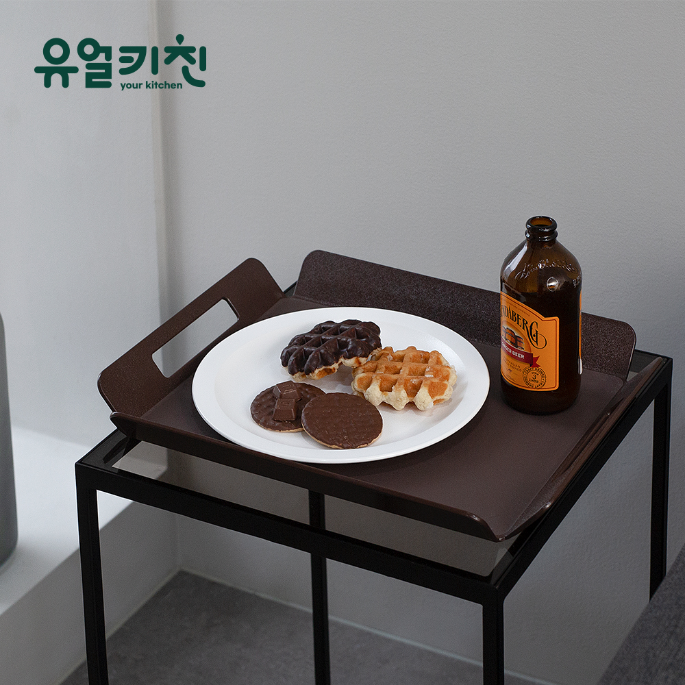논슬립 손잡이 쟁반 카페 트레이 업소용 소 브라운 - 메인 이미지