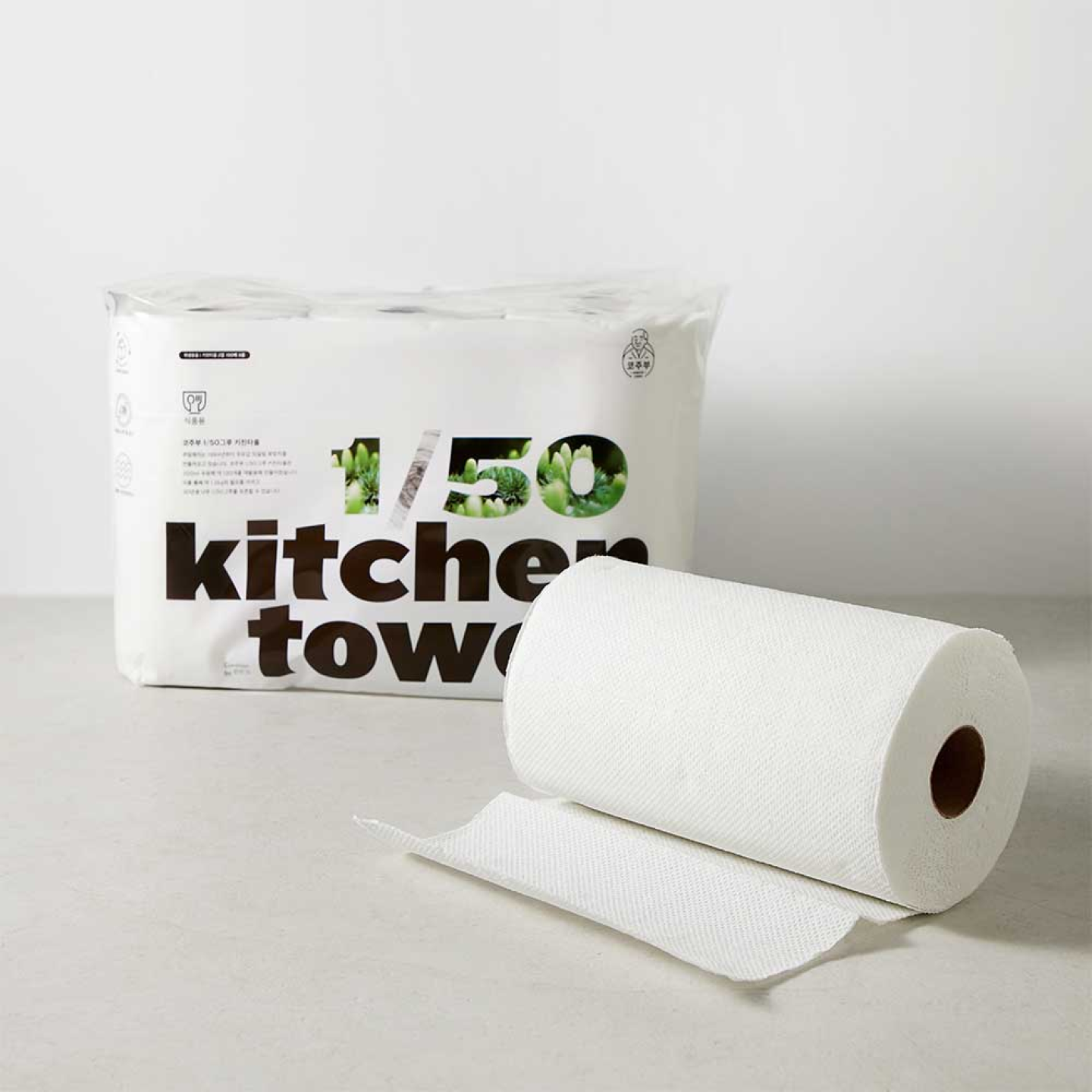 코주부 키친타올 l 튀김부침 키친타월 주방휴지 종이행주 l 50분의1그루 150매 2팩 (12롤)