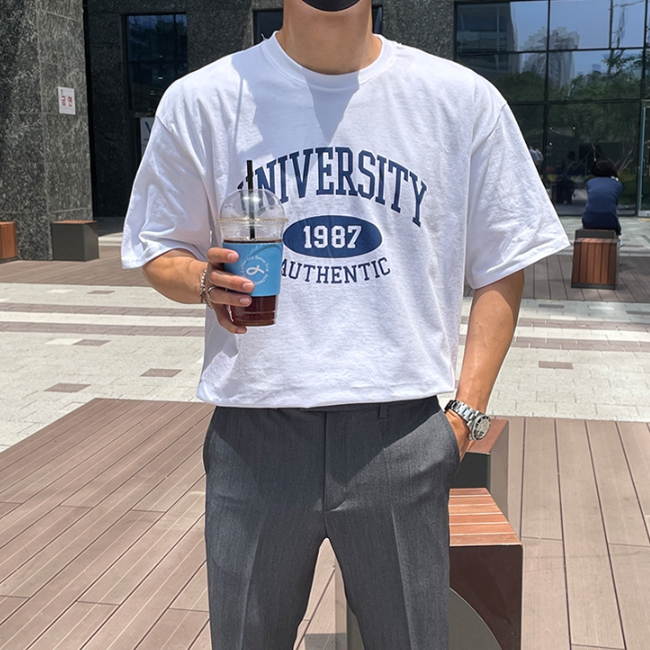 1+1 남자 벨리사 여름 오버핏 레터링 반팔티 90-105 - 상세 이미지 5