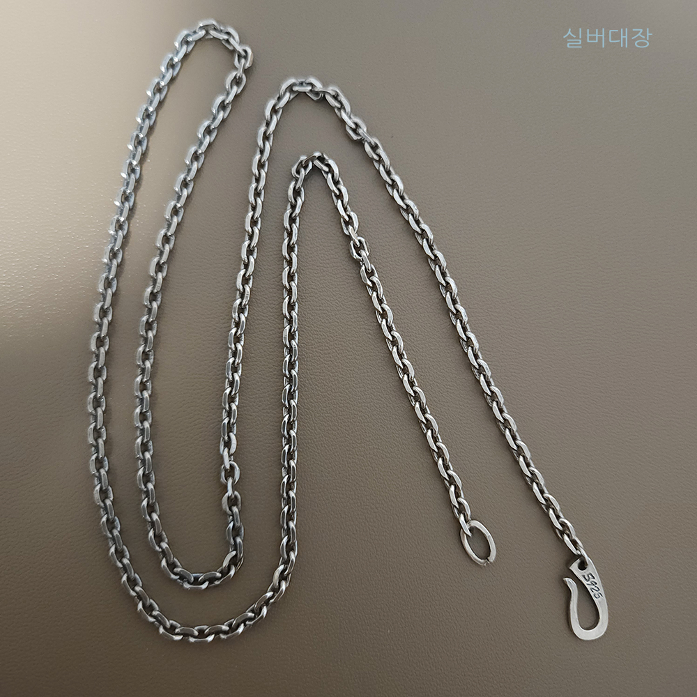 3mm 실버 925 체인 남자 여자 커플 은 데일리 유화 앤티크 패션 목걸이 - 상세 이미지 3