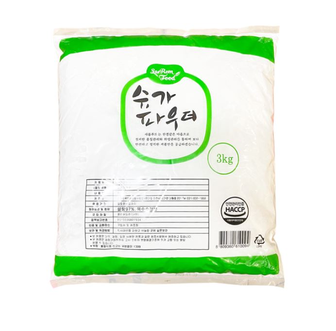 24609 [합포장3개까지] 새롬 슈가파우더 3KG /새롬푸드슈가파우다3KG/마카롱설탕/분당 : 더빵몰