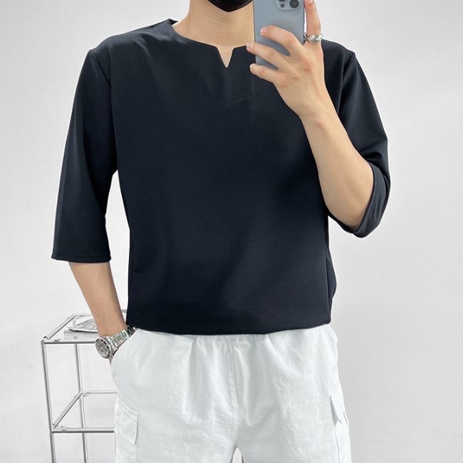 남자 젠슨 미니멀 링클프리 브이넥 7부티 이미지 3