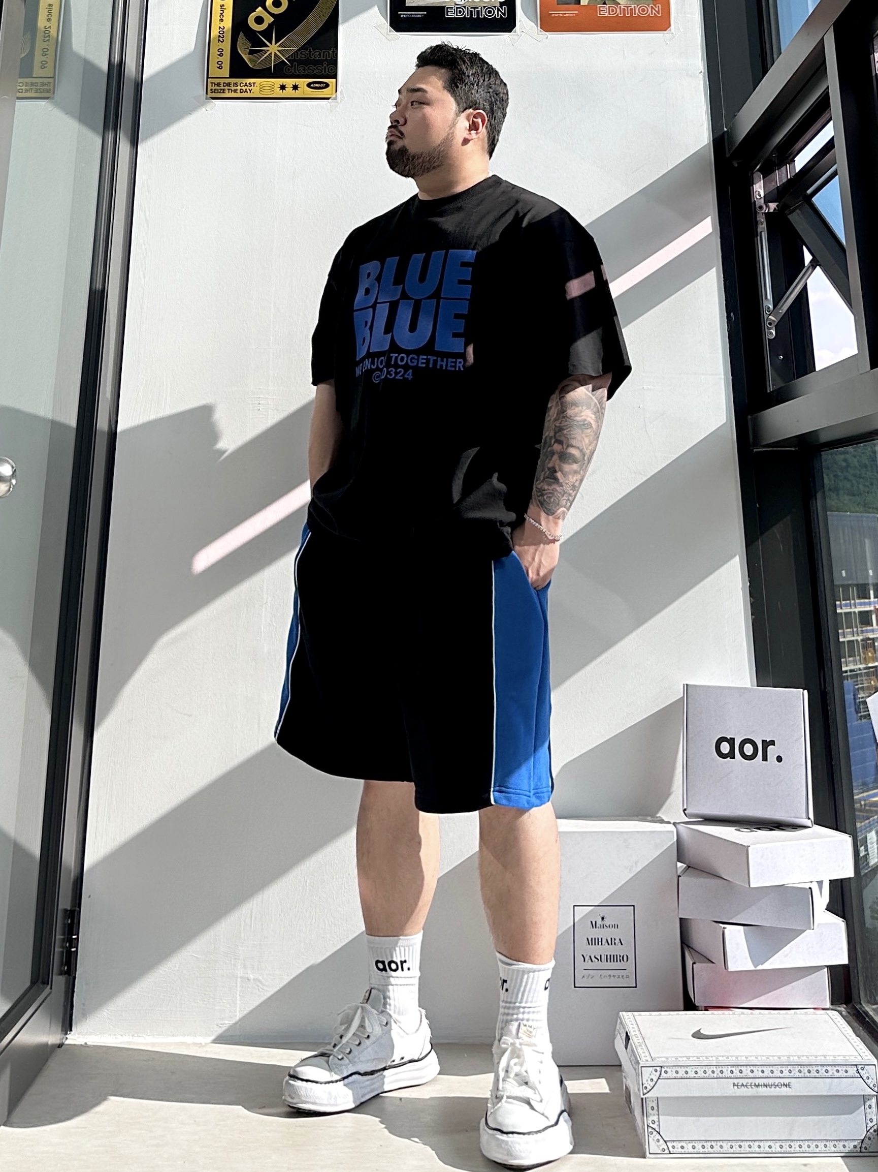 블루블루 박스핏 반팔티 3COLOR 빅사이즈 상의 오버핏 에이오알닷 이미지 8