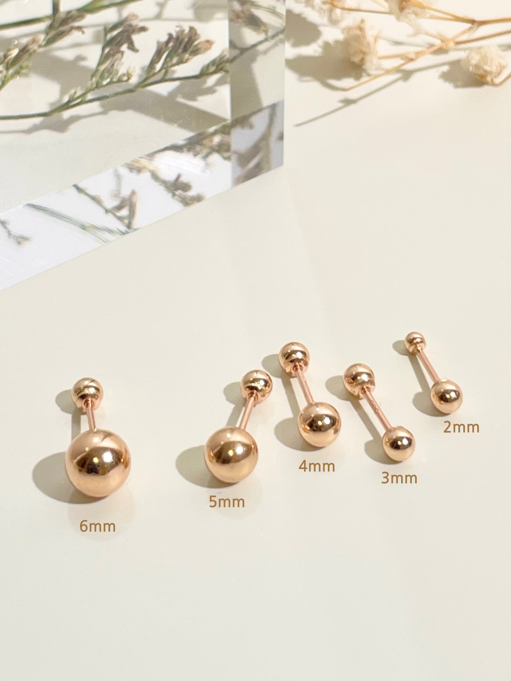 14k 샤이닝 골드볼 금볼 피어싱 귀걸이 기본 레이어드 아웃컨츠 귓바퀴 - 상세 이미지 5