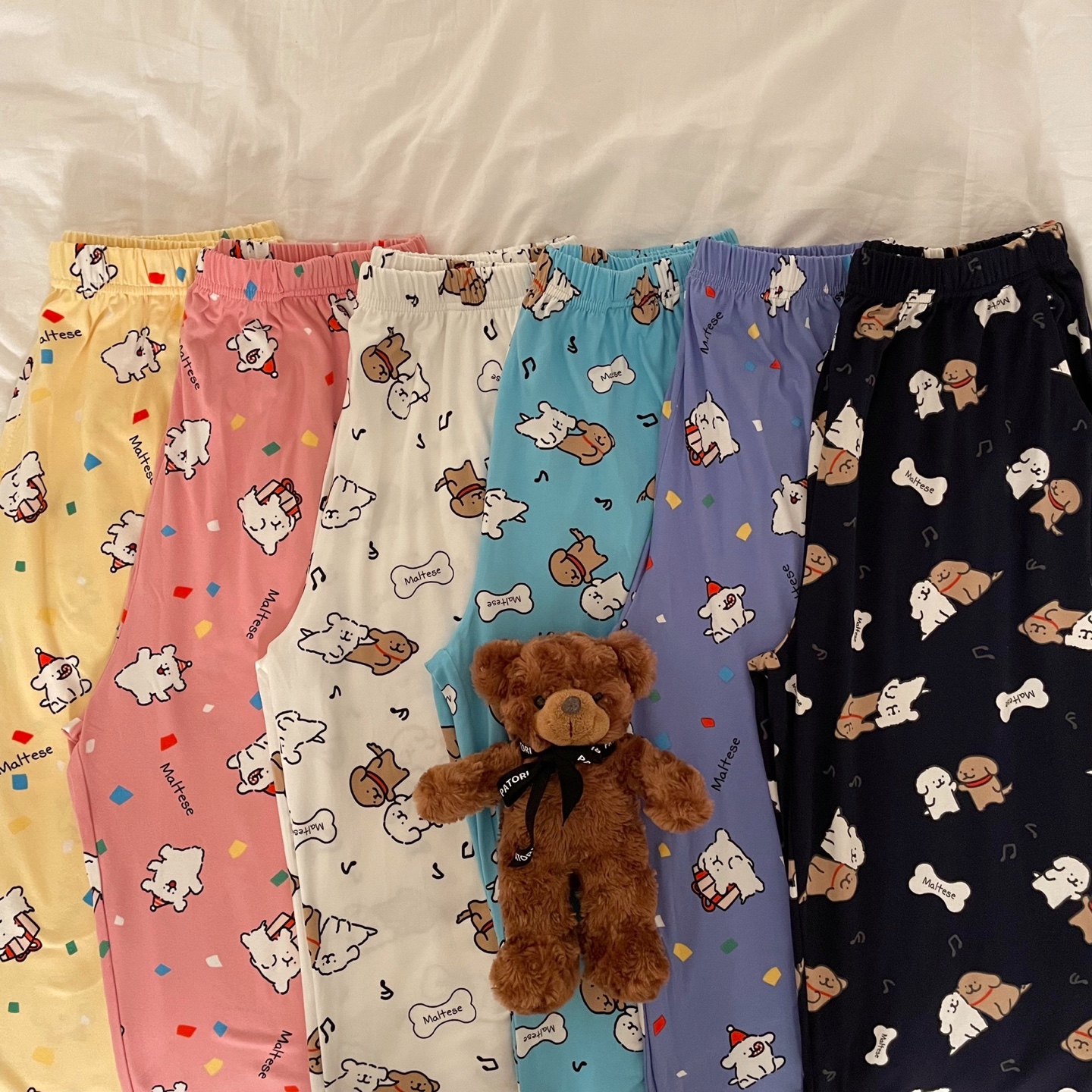 치즈 몰티즈 커플 잠옷바지 빅사이즈 파자마 파티 제품 이미지