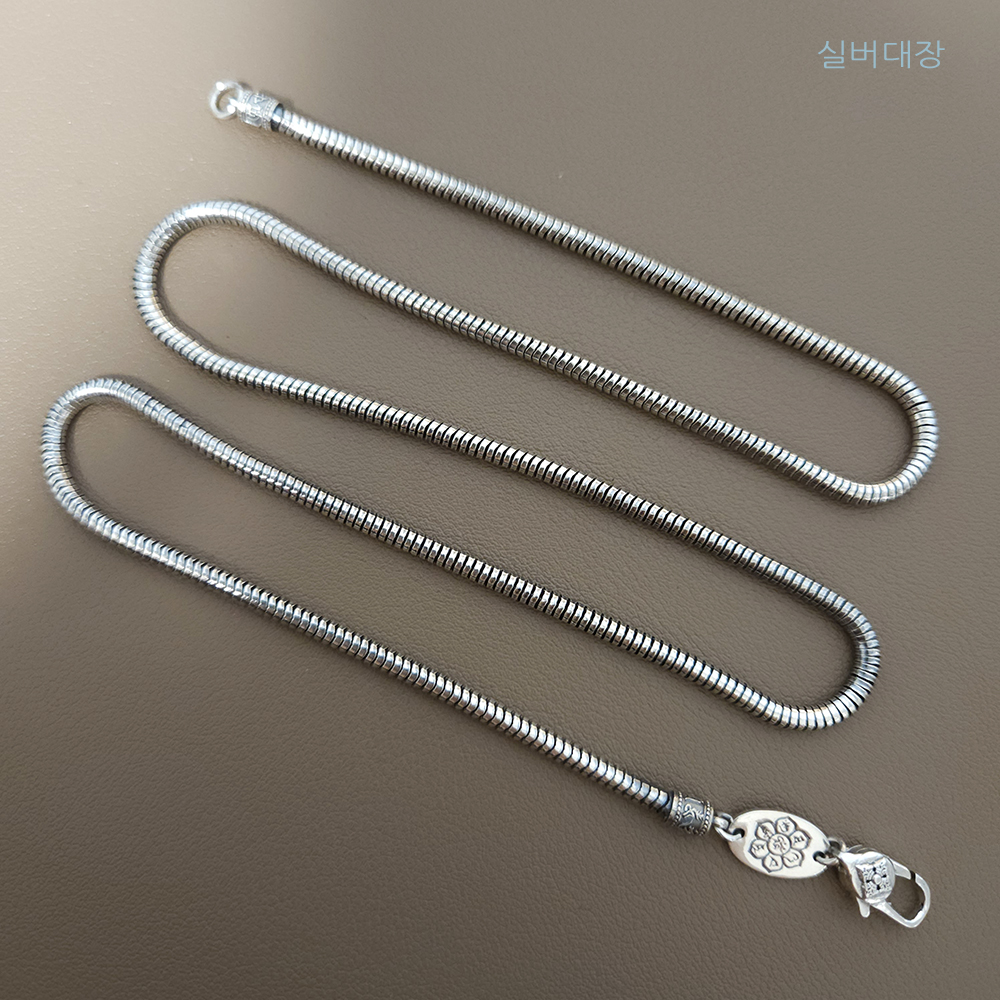 3mm 실버 925 뱀줄 뱅글 패션 데일리 커플 유화 체인 목걸이 - 상세 이미지 2