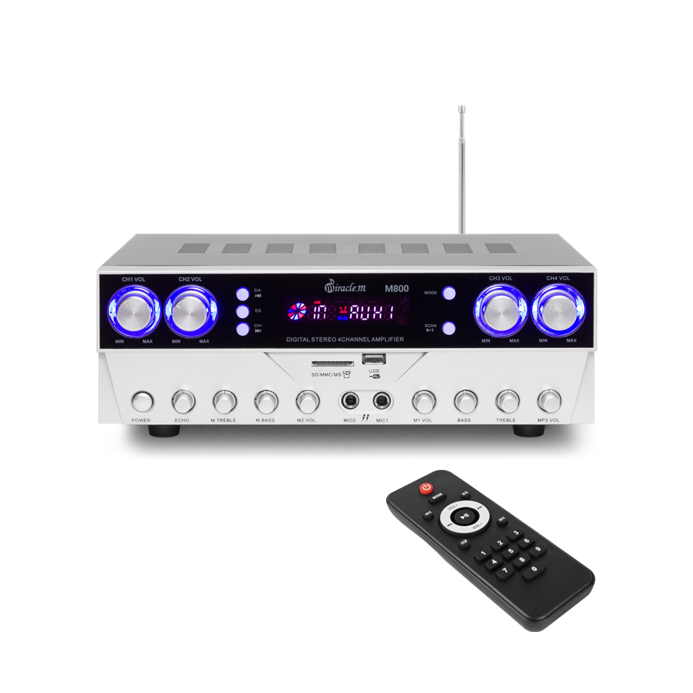 블루투스 앰프 미니 카페 매장용 노래방 인티앰프 미라클엠 4채널앰프 400W M800