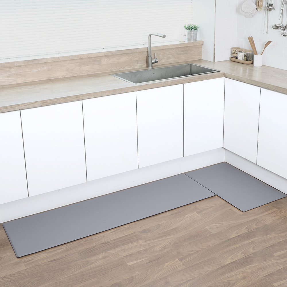 1+1 파쿠젠 방수 주방매트 싱크대 발매트 양면 10T 2p 그레이, 75x45cm