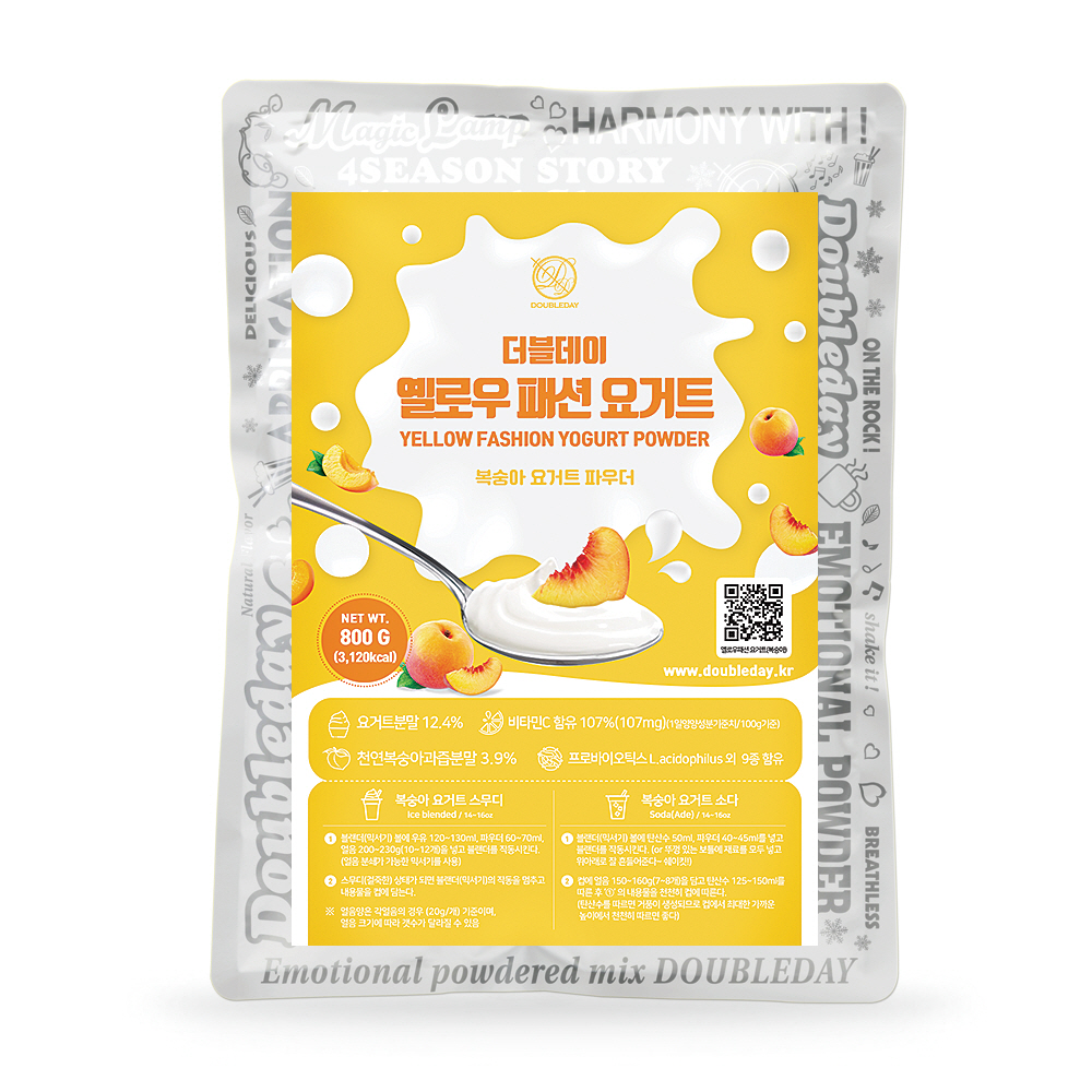 더블데이 / 옐로우 패션 요거트 홈카페 330G / 복숭아 요구르트 스무디 파우더 분말 가루 베이스 재료 - 상세 이미지 4