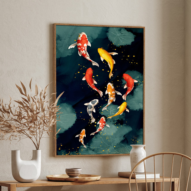 잉어그림 풍년 구어도 돈들어오는 풍수 인테리어 액자 연꽃 개업 집들이 부모님 선물 이미지 6