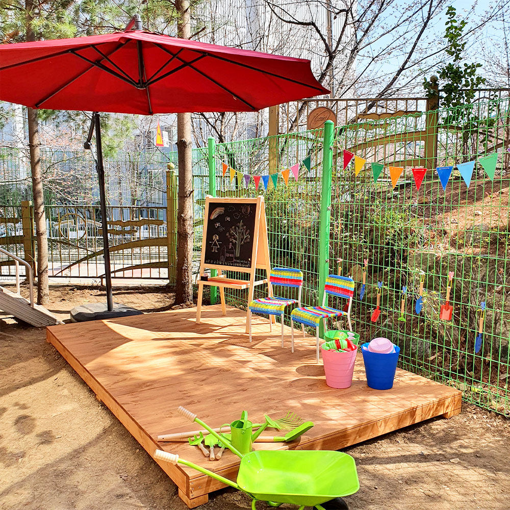 야외테이블 원목 조립식평상 테라스 피크닉 정원 평상마루 세트 600X600