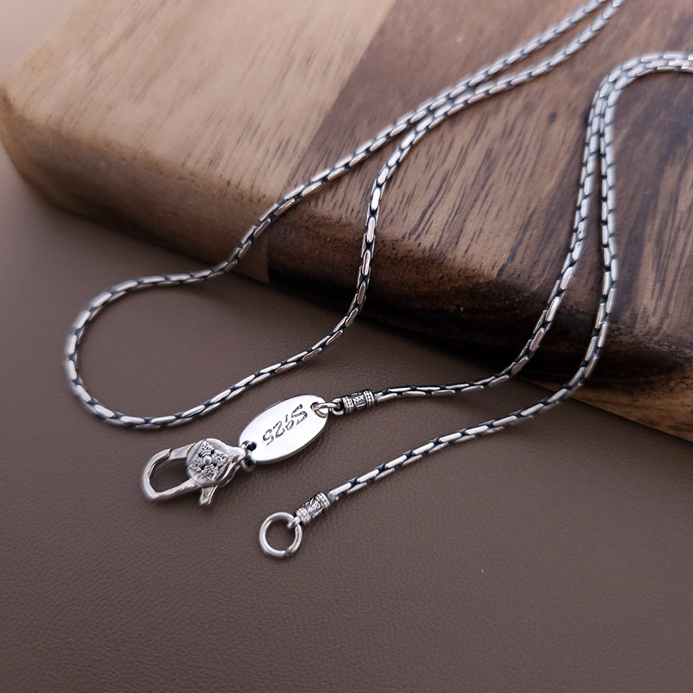 1.7mm 실버 925 레이어드 뱀줄 패션 데일리 빈티지 유화 체인 커플 목걸이 - 메인 이미지