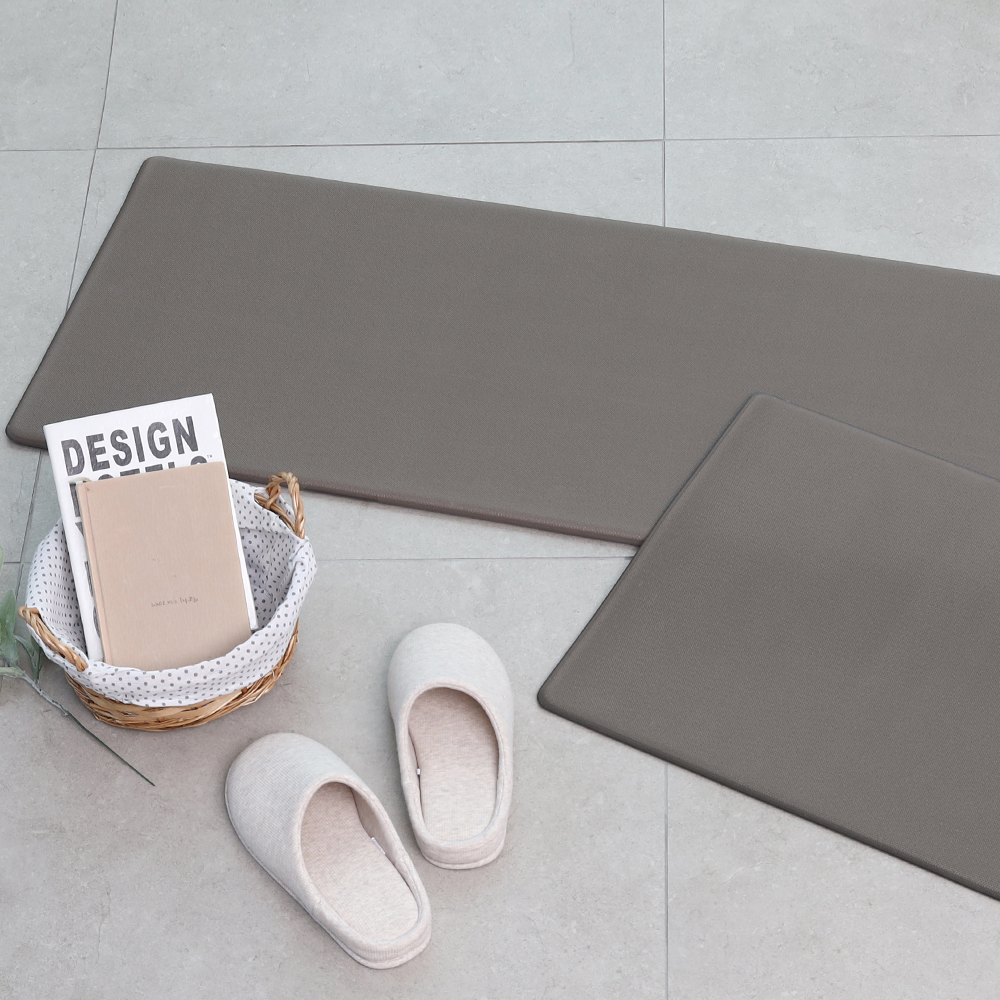 파쿠젠 방수 주방매트 싱크대 발매트 양면 10T 그레이, 75x45cm