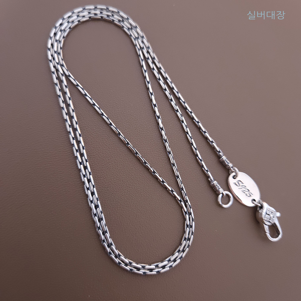 1.7mm 실버 925 레이어드 뱀줄 패션 데일리 빈티지 유화 체인 커플 목걸이 - 상세 이미지 3
