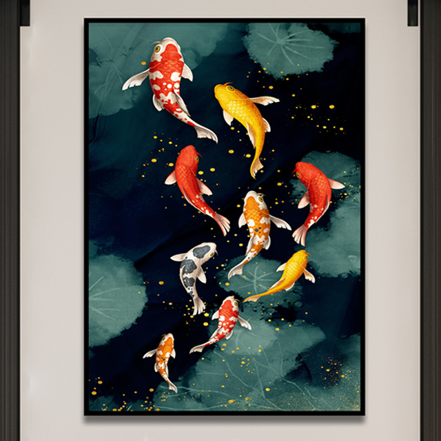 잉어그림 풍년 구어도 돈들어오는 풍수 인테리어 액자 연꽃 개업 집들이 부모님 선물 - 상품 이미지