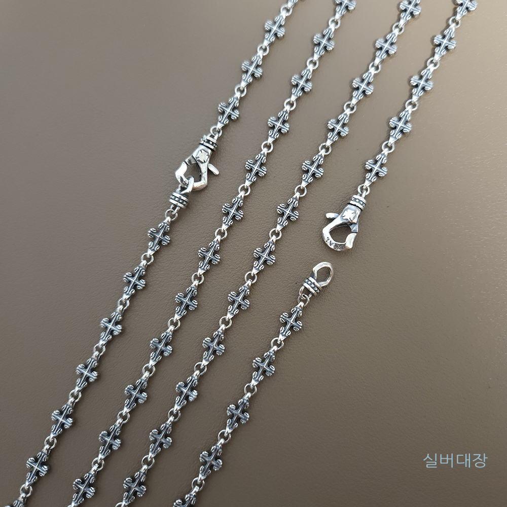 6.5mm 실버 925 십자가 빈티지 엔틱 패션 데일리 힙합 유화 체인 남자 여자 은 목걸이 - 상세 이미지 2