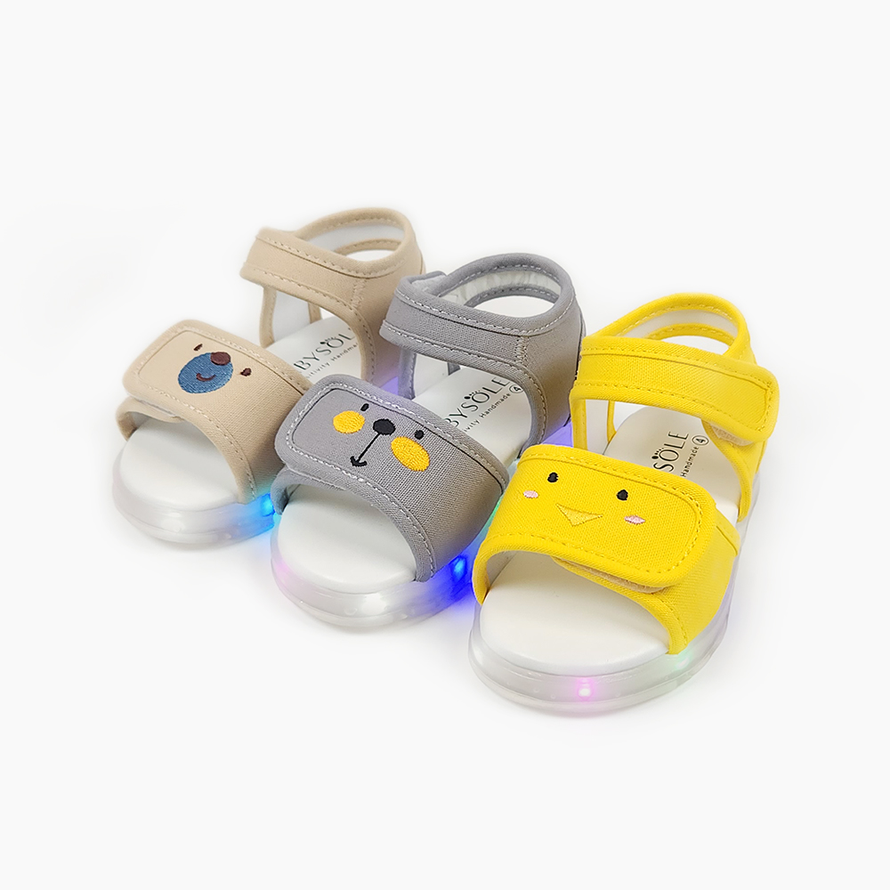 베이비솔 애니멀즈 LED 샌들 신발 찍찍이 키즈 아동 아기 여아 남아 유아