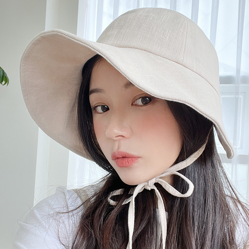 리본 면 여성 보넷 벙거지모자 봄 여름 버킷햇 플로피햇