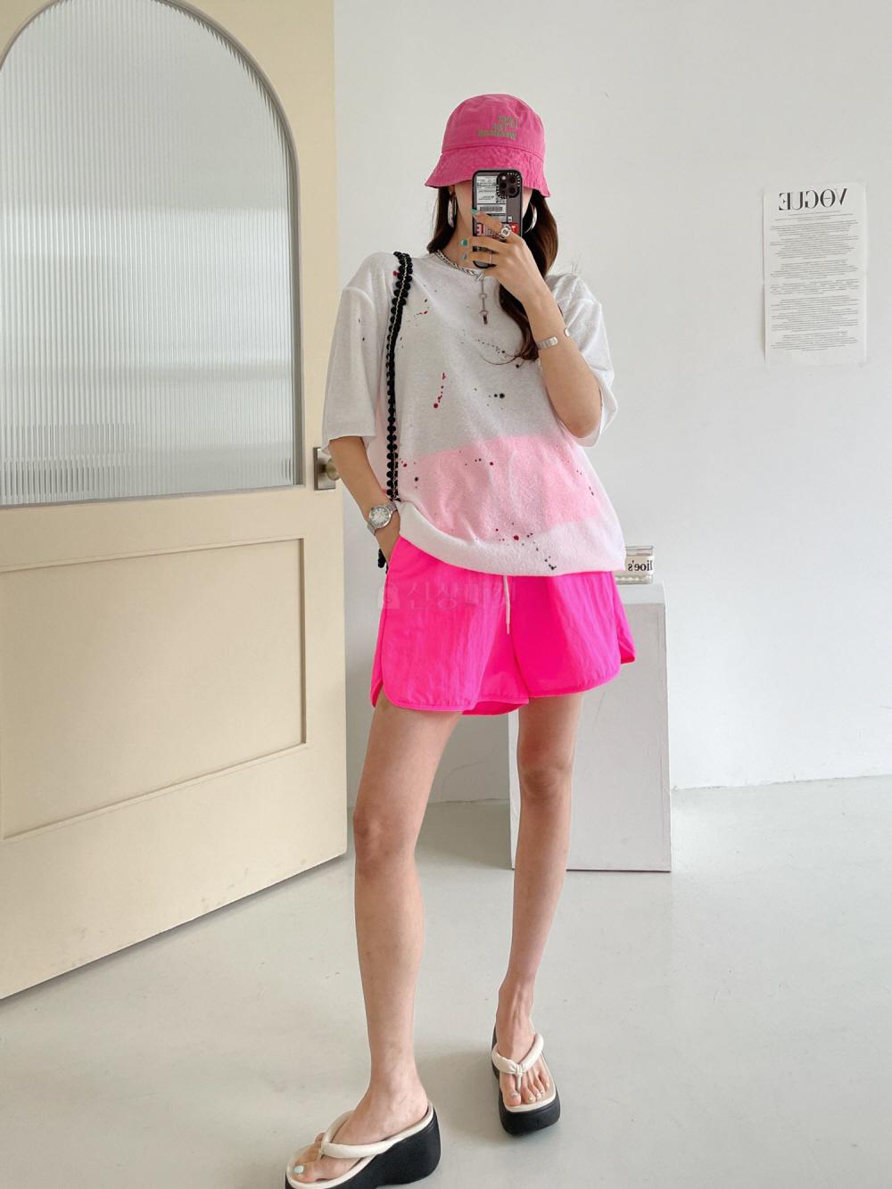 나일론 형광 밴딩 3부 쇼츠 반바지 팬츠 - 상세 이미지 2