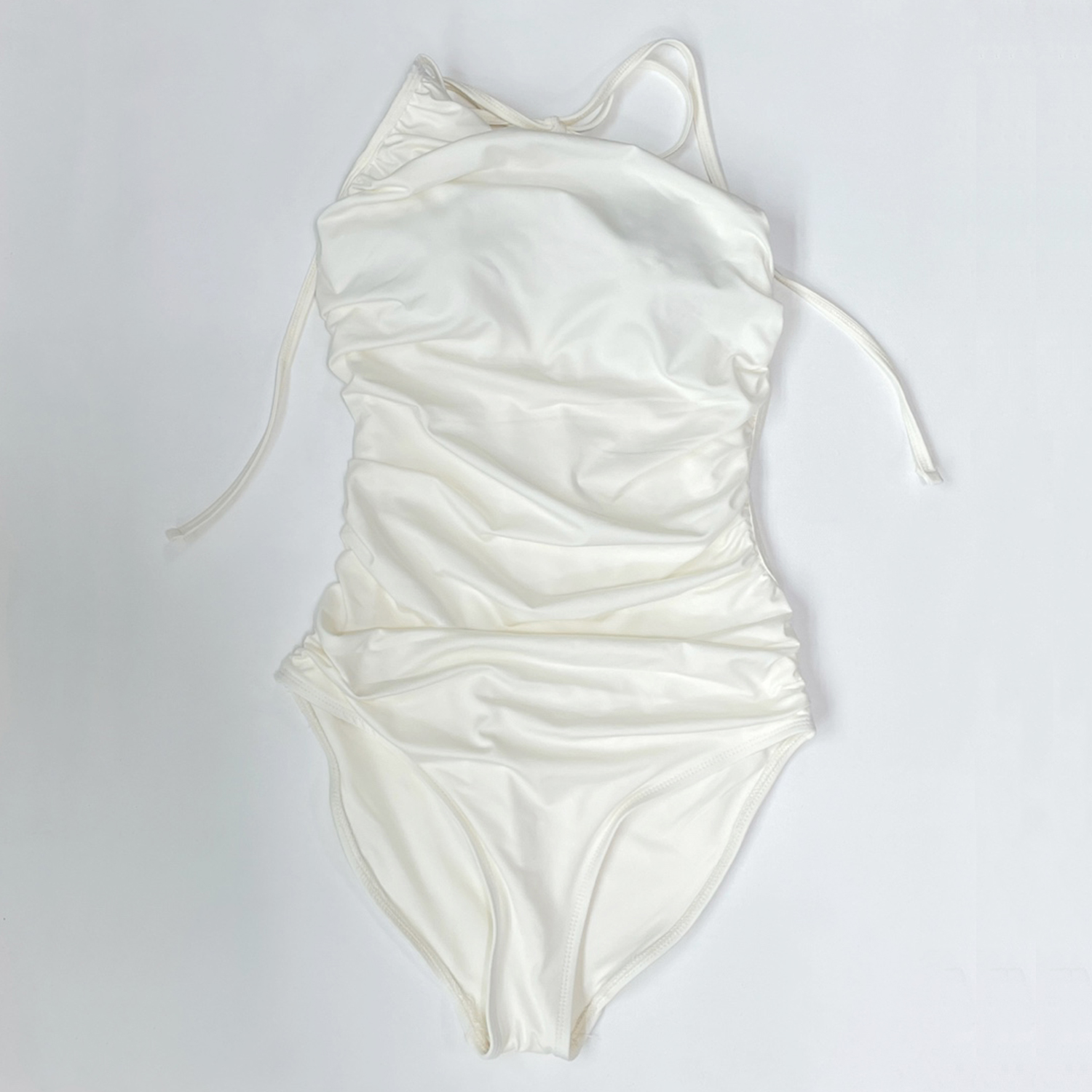 320쇼룸 SPF50+ 셔링넥 백오픈 모노키니 아이보리 - 상세 이미지 4