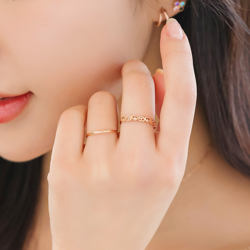 14K 18K 0.375g 심플링 데일리 베이직 기본 레이어드 실반지 우정 반지 - 상세 이미지 4