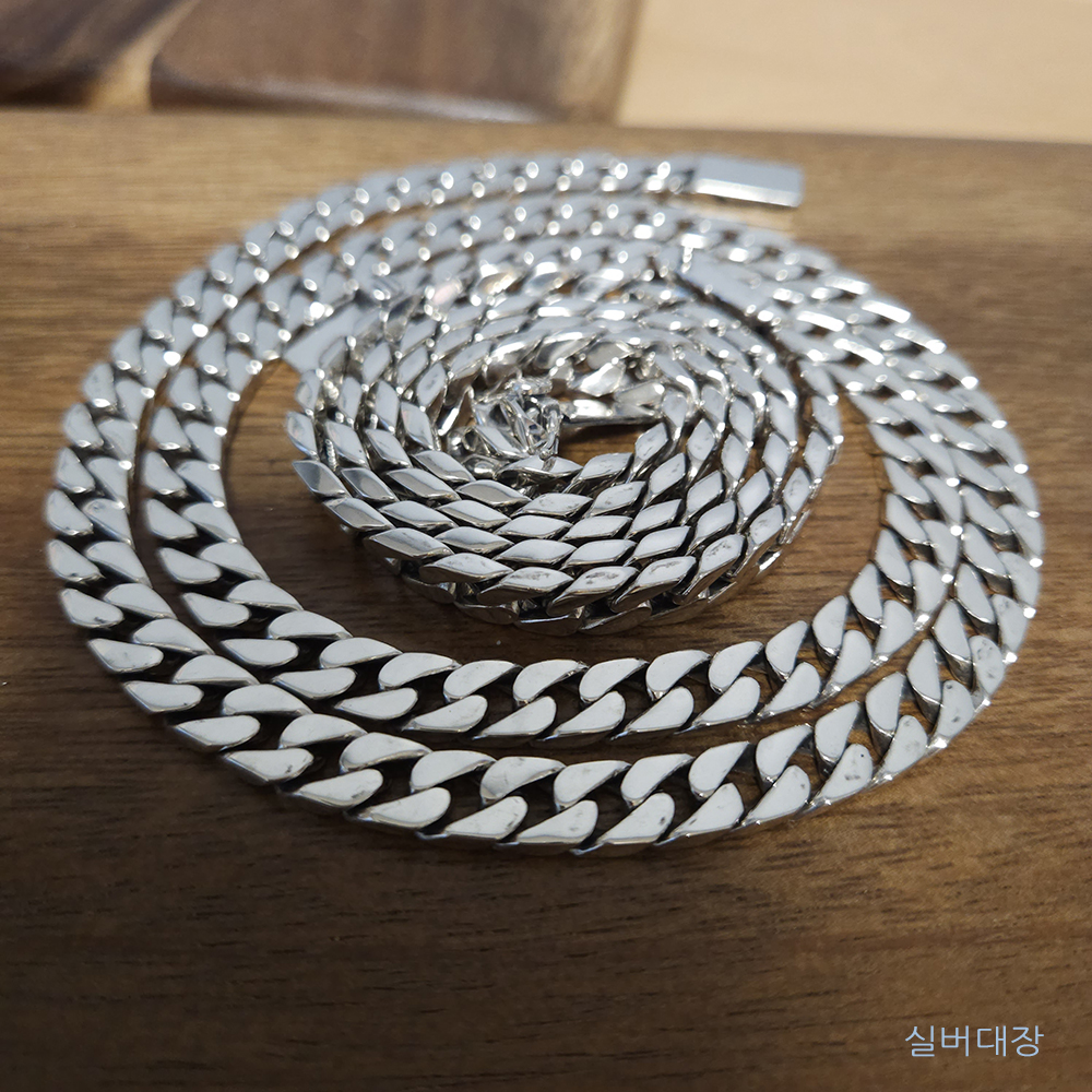8mm 실버 925 심플 무지 볼드 남성 패션 은 힙합 연예인 목걸이 - 상세 이미지 2
