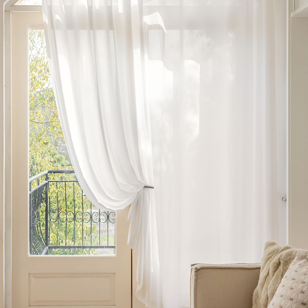 사라하우스 비침없는 도톰차르르 화이트 아일렛형 거실 속커튼