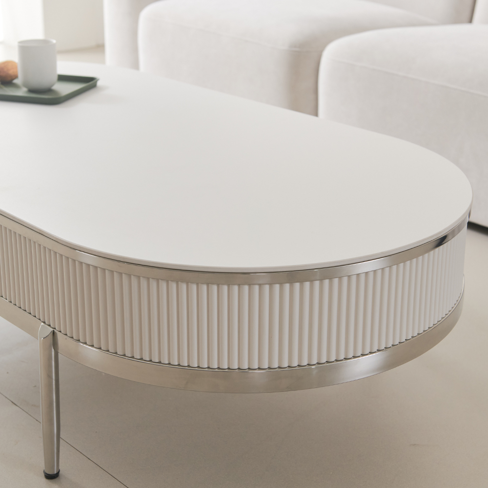 쇼파테이블 템바보드 세라믹거실테이블 플라토 밀크 실버