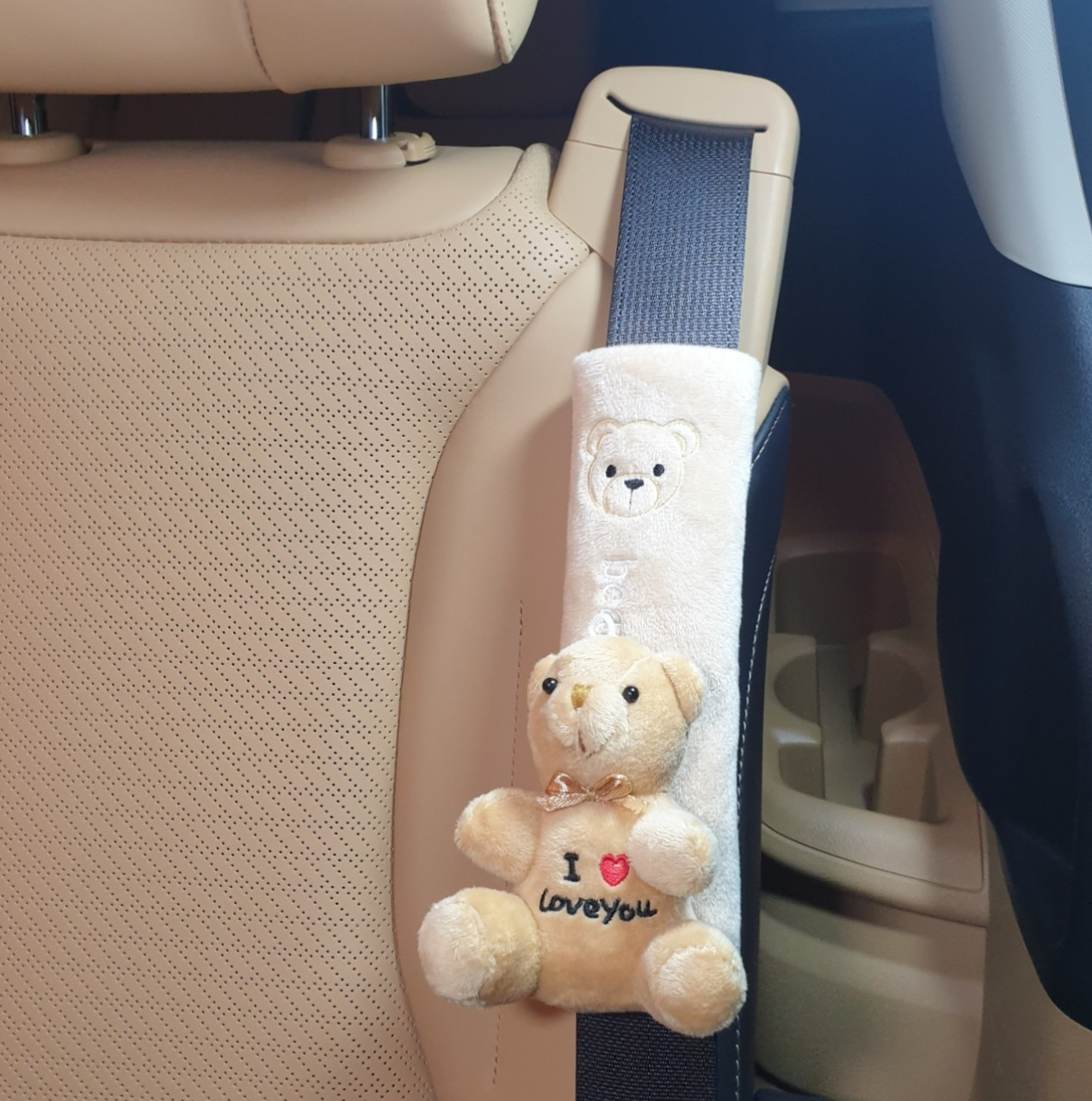 어린이 안전벨트 인형 커버 쿠션 유아 안전벨트커버 테디베어1P