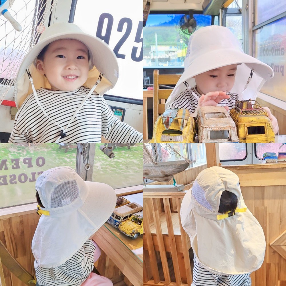 유아플랩캡 여아 남아 매쉬모자 키즈썬햇 챙넓은 여름모자 - 상세 이미지 4