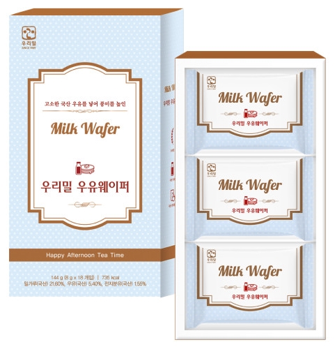 [우리밀] 우유웨이퍼, 딸기웨이퍼, 감태웨이퍼  선물세트 144g(8g x 18개입) [서울샵] - 상세 이미지 2